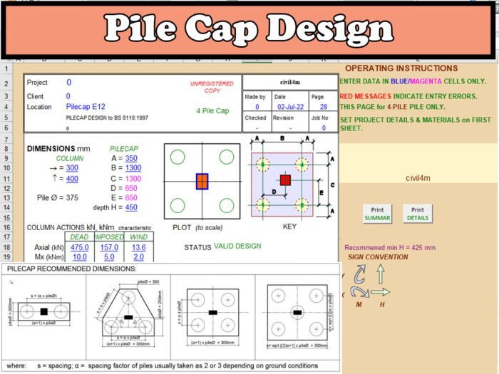 Design of Pile Cap Excel Sheet - Online CivilForum