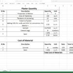 Calculation Of Cement And Sand For Plastering Excel Sheet