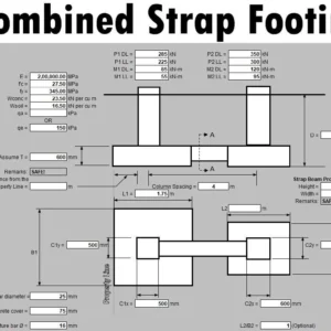 Design Of Combined Strap Footing Excel Sheet