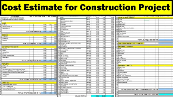 Cost Estimate for Construction Project