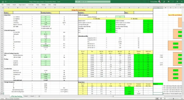 Design Pile Cap Footing Excel Sheet
