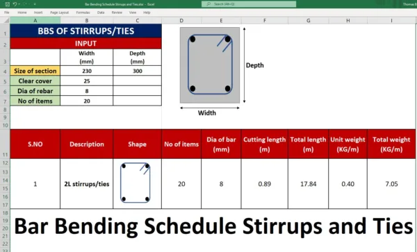 Bar Bending Schedule Stirrups and Ties
