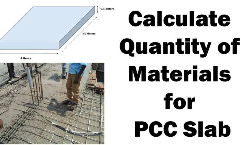 Calculate Quantity of Materials for PCC Slab
